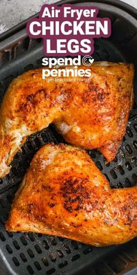 Make this air fryer chicken legs recipe and keep it warm to serve from the Crockpot. Add a little bbq sauce or some tasty homemade dipping sauce to make this recipe extra special. This is the best-fried chicken recipe for any occasion, and it is super easy to make. #airfryerchickenlegs #bonein #bestrecipes #spendwithpennies