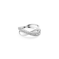 PRICES MAY VARY. Elegance and style: Swarovski Twist Rows ring is a beautifully designed ring with a simple style and stunningly brilliant Swarovski crystals encased in a timeless rhodium plated ring Classically designed: With an understated and sophisticated look, the Twist features shimmering lines intertwining in gentle curves, with rhodium plating alongside Swarovski white crystals Designed to last: Swarovski jewellery features the extraordinary brilliance of Swarovski crystals and durable metals - to ensure the life of your jewellery avoid contact with water, lotions or perfume Make a statement: The Twist ring is an elegant stand-alone piece with two shimmering bands that can also be stacked with additional rings, for a little more glamour Items delivered: 1 x Swarovski Twist ring for