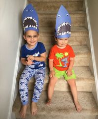 DIY shark hats for beach birthday party