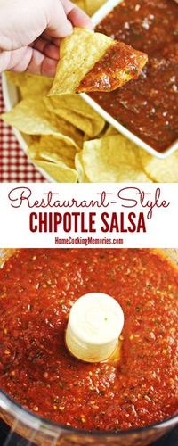 This Restaurant-Style Chipotle Salsa recipe couldn’t be easier! Made with tomatoes, cilantro, lime juice, garlic, onions, and smoky chipotle peppers. Get those tortilla chips ready because you’ll be dipping in no time!