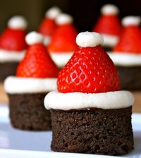 santa hat brownie bites