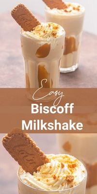 Creamy, crumble, indulgent, and sweet biscoff milkshake treat. A dessert drink with an easy and quick blender. Unique & spice aroma drink with a mixed taste of cinnamon, caramel, vanilla ice cream, milk, and speculoos.