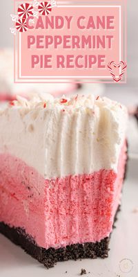 Candy Cane Pie (Peppermint Pie) is the perfect dessert for Christmas with its cool and creamy peppermint marshmallow filling, whipped cream, and Oreo cookie crust.