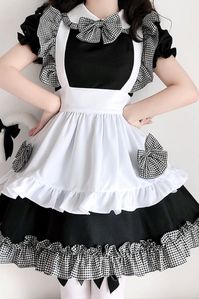 ❤︎ Dress With Apron And Tiara Bow Set❤︎ -The set content- Dress + apron + black and white ribbon x3 + white hat