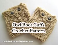 Crochet Pattern Owl Boot Cuffs Leg Warmers with Size Options - Photos - Step by Step Instructions - PDF Instant Digital Download