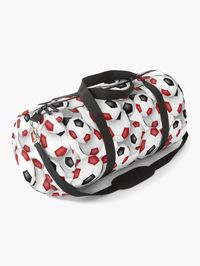 "Red & black soccer balls pattern" Duffle Bag for Sale by katzdzynes