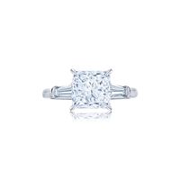 Princess Cut Diamond Engagement Ring with Two Tapered Baguette Side Stones in Platinum - Kwiat