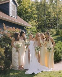 Harper and her girls. This is how you do soft yellow tones! Save as inspo for your bridesmaid vibe 💛 Photographer @laurenalatriste Dress @chosenbykyha @kyhastudios Beauty @lamijas_beautyroom Venue @inntfalls Coordination @stunningandbrilliantevents Florals @arnoldsflowershop #endofsummer #summerwedding #summerweddingideas #upstatenewyorkphotographer #nycweddingphotographer #nycweddingphotography #fineartweddingphotographer #fineartweddings #destinationweddingphotographer #destinationwed...