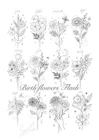 Birth Flower Tattoo Design FLASH - Etsy Украина