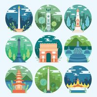 Indonesia Landmark Icon Template Set