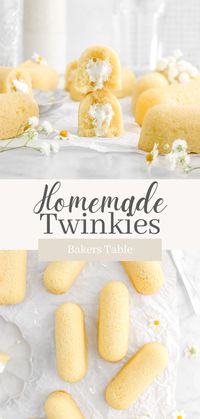 Taking it back to childhood today with these better than store-bought Homemade Twinkies. Oh yes, you can actually make twinkies at home. It’s also much easier to make than you might think and it tastes so much better than the stuff you buy in a box. A simple yellow cake filled perfectly with a lightly sweetened creme filling.