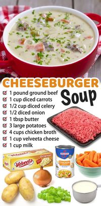 Quick and easy dinner recipes! I’ve rounded up a list of my favorite ground beef dinner ideas that are simple to make with just a few ingredients. You will find everything here from kid-friendly comfort foods to healthy, low carb main dishes. All of these delicious meals are made with cheap and basic ingredients. Perfect for busy moms and dads on a budget! This cheeseburger soup is a family favorite, and just as good leftover. Plus, it's freezable!