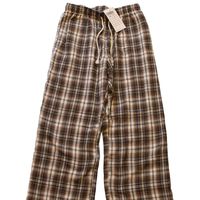 Discontinued Brandy Melville Catherine Pants: Brown And Cream Plaid; Nwt/ New With Tags