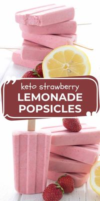 Tangy and delicious and totally dairy and sugar-free! These easy keto strawberry lemonade popsicles are a huge hit in our house and my kids can't get enough. I've made them 4 times already! 4 simple ingredients and less than 3g total carbs per serving. Keto heaven! #summer #popsicles #homemadepopsicles #dairyfreedesserts