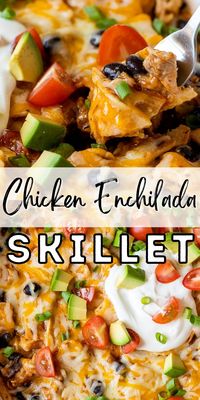 This quick and easy Chicken Black Bean Enchilada Skillet is everything you love about classic enchiladas without all the fuss and ready in under 30 minutes!