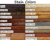 You will receive one square wood sample in the paint or stain of your choosing. We will send you a stain sample on the style of wood your item will be built in so that you get an idea of the closest match possible. These stain samples are for our Shiplap Framed Mirrors. Visit Our Shiplap Mirror Section. https://www.etsy.com/shop/LaneofLenore?section_id=25061352 Direct links to some of our most popular colors. Ebony Shiplap Mirror https://www.etsy.com/listing/594362558/shiplap-reclaimed-wood-mirr