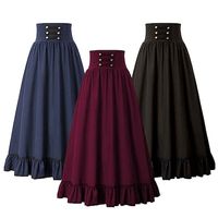 Silhouette:A-Line; Hemline / Train:Ankle Length; Look After Me:Machine wash,Washable,Wet and Dry Cleaning; Gender:Women's; What's in the box:Skirt; Types:Skirt,Maxi Skirt; Style:Medieval,Steampunk,Renaissance,Punk  Gothic,Retro Vintage; Occasion:Casual Daily; Material:Polyester; Age Group:Adults'; Pattern:Solid Colored; Listing Date:04/06/2023; Height:null; Hip:; Waist: