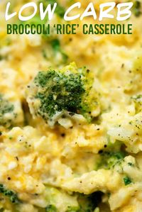 Low carb broccoli rice casserole with cauliflower!! This cheesy casserole is the perfect side and my kids love it too! #lowcarb #keto #side #recipe