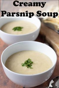 Creamy parsnip soup is a delicious and easy to make cheesy tasting bowl of hearty goodness. This comforting recipe is perfect for cold winter days! #neilshealthymeals #parsnip #parsnipsoup #wintersoup