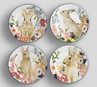 Floral Bunny Salad Plates, Set of 4 - Assorted | Pottery Barn