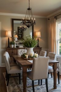 Capture the perfect farmhouse aesthetic with these Pinterest-worthy dining room ideas. Use distressed wood, shiplap walls, and warm lighting to create a welcoming and stylish space 🌾✨. Add vintage accents for that extra touch of charm. Your dream dining room awaits! 🕯️🪑 #FarmhouseDiningRoom #RusticVibes #PinterestInspiration