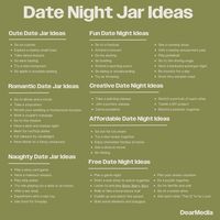 Looking for fresh date night inspiration? Look no further! Our date night jar is packed with 55 exciting ideas to ignite the spark in your relationship. From spontaneous picnics to DIY projects, there's something for every couple to enjoy. Let the adventure begin! #DateNightInspo #RelationshipGoals #DearMedia💞#LoveStory #RomanticEncounters #HeartfeltConnections #DateNightIdeas #SoulmateSearch #FlirtyFridays #CandlelitDinners #StarryEyedMoments #LoveQuotes #DreamyDates #WhisperedPromises #AmourAdventures