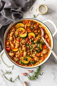 This Easy Sausage Casserole is certain to become a favourite. With vegetables and beans included in this family-friendly, one-pot meal, you require little more than some crusty bread to serve with it. This is a go-to hearty meal, which is comforting and full of Mediterranean flavors.