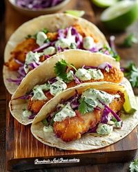 yummy recipes�� | Crispy Fish Tacos with Cilantro Lime Slaw  | Facebook