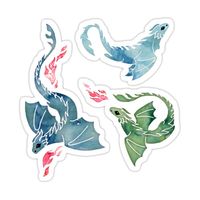 Decorate laptops, Hydro Flasks, cars and more with removable kiss-cut, vinyl decal stickers. Glossy, matte, and transparent options in various sizes. Super durable and water-resistant. Flying dragons with flames. Done in blue, green and red watercolour.