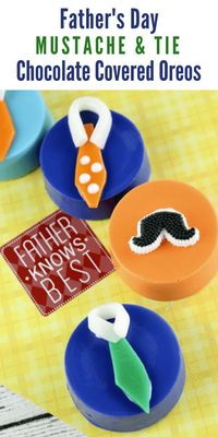 Decorated with mustaches and ties, these Father's Day Chocolate Covered Oreos will make the perfect no-bake treat for dad this Father's Day.