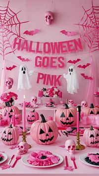 Add glam to your Halloween with pink skeletons, spooky floral wreaths, and playful pink spider webs for a unique seasonal decor.