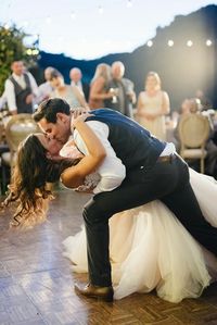 Bride and groom first dance! #customdreamgowns #customweddingdress #Beautiful #romantic #wedding #weddingphotography #bride #groom #firstdance #kiss #weddinginspiration