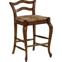 Avignon Cottage Finished Counter Stool with Abaca Rope Rush Seat | Maitland-Smith Provencal Avignon Cottage 26" Bar Stool Brown/Red/Yellow 37.0 x 21.0 x 23.0 in | MTSI1181 | Wayfair Canada