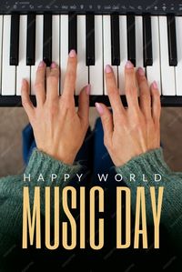 Premium Photo | World music day banner collage