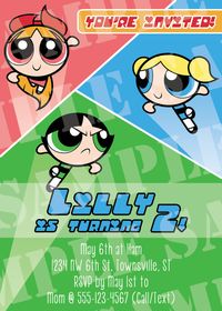 Custom printable 5x7 Powerpuff Girls Birthday by LilahMoo on Etsy