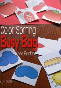 This printable matching color busy bag is the perfect activity for when you need some peace, but don't want to spend a lot of time prepping. Toddlers and preschoolers will love it! #busybag #printable #colorsorting #toddleractivity #preschoolactivity #kidsactivity #lifeovercs