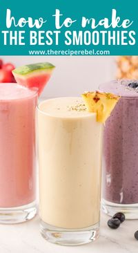 How to Make a Smoothie: my formula for the thickest, creamiest, most delicious fruit smoothie every time! Tons of options for your liquid, your fruit and your add-ins! #smoothie #breakfast #healthy | healthy recipes | healthy smoothie | breakfast smoothie | fruit smoothies