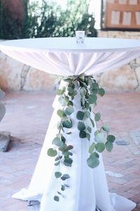 Eucalyptus cocktail table ties for wedding table ideas