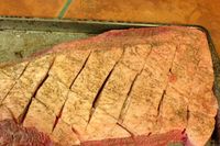 Beef Brisket, Trimmed, Fat Scored, Dry Rub Rubbed In - Ready For The Smoker!