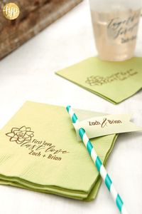 Complete your succulent reception or rehearsal dinner with these personalized napkins and straw tags!