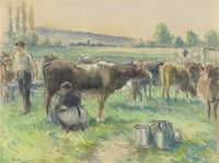 Camille Pissarro - La Traite des vaches, Éragny 1884