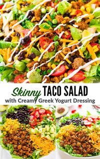 This Skinny Taco Salad recipe, made with ground turkey, is my at-home version of a classic restaurant salad. This Mexican-inspired salad is easy to make and healthy too! #mexican #salad #recipe #mealprep via @wellplated