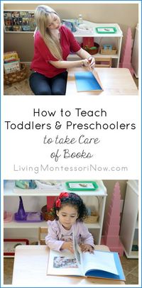 Learn how to use Montessori ideas to gently teach toddlers and preschoolers to take care of books at home or in the classroom. Post includes YouTube video with presentation ideas.