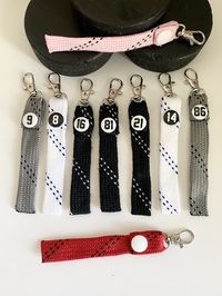 Show off your favorite players number with these hockey lace keychain/zipper pull. Each keychain is 4in and customize with your players number.  **Team orders available. Please message me on here to get a custom listing.  **Custom Color and Size is available if you dont see your size and color. Please message me on Etsy.