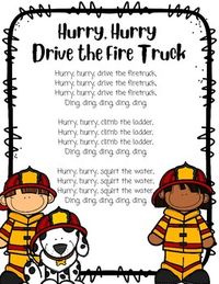 Community Helpers Firefighter Song- Hurry Hurry Drive the Fire Truck