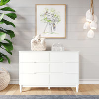 The minimalist clean lines highlight the soft modern feel of the Wynwood Double Dresser. This contemporary nursery dresser features rounded, tapered feet, and flush pulls, adding to the simple modernist aesthetic. 3 sophisticated finishes highlight the dresser's unique features. Pair with coordinating pieces from the Child Craft Wynwood nursery furniture collection to complete your child’s bedroom.