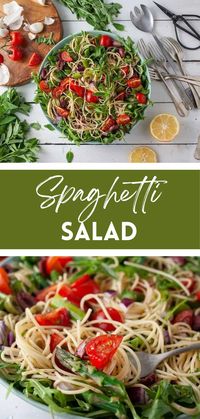 Cold Spaghetti Salad - Easy Summer Lunch - Enjoy a cold spaghetti salad as an easy summer lunch that’s quick to prepare and perfect for hot days. Tossed with fresh vegetables, olives, and a light vinaigrette, this salad is refreshing and satisfying. It’s a great no-cook meal that can be made ahead and enjoyed straight from the fridge, making it ideal for busy summer days. #SpaghettiSalad #SummerLunch #NoCookMeals