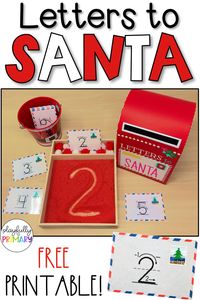 Christmas Number Formation Handwriting Cards. Sand or Salt Tray Letters to Santa.