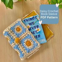 Daisy Book Sleeve Crochet Pattern - Digital Download (PDF)  Are you looking for the perfect crochet project to create a beautiful, practical book sleeve? This Daisy Granny Square Book Sleeve Crochet Pattern will guide you step-by-step to create your very own stylish book cover! Ideal for avid crocheters or beginners looking for a fun, rewarding DIY project. This digital crochet pattern provides clear instructions on how to create a unique daisy-inspired book sleeve made from classic granny squar