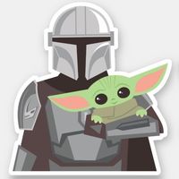 The Mandalorian Holding Child Illustration Sticker | Zazzle.com